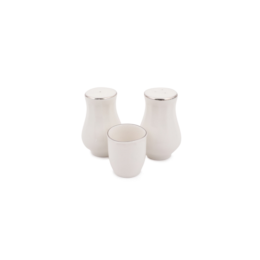 54 részes étkészlet, fehér/ezüst/csontporcelán