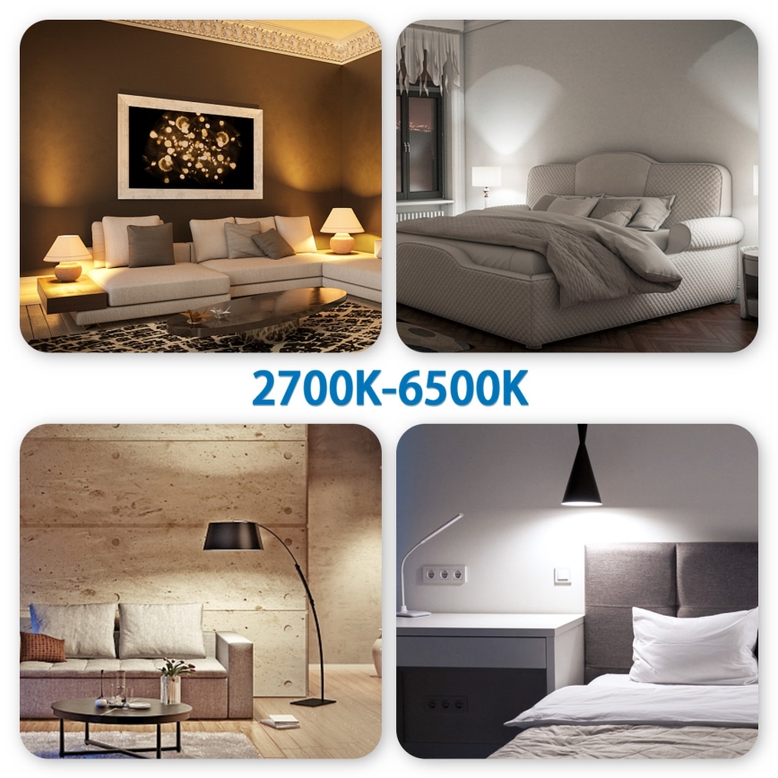 6 darabos szett LED RGBW dimmelhető izzó GU10/6,5W/230V 2700-6500K Wi-Fi - Aigostar