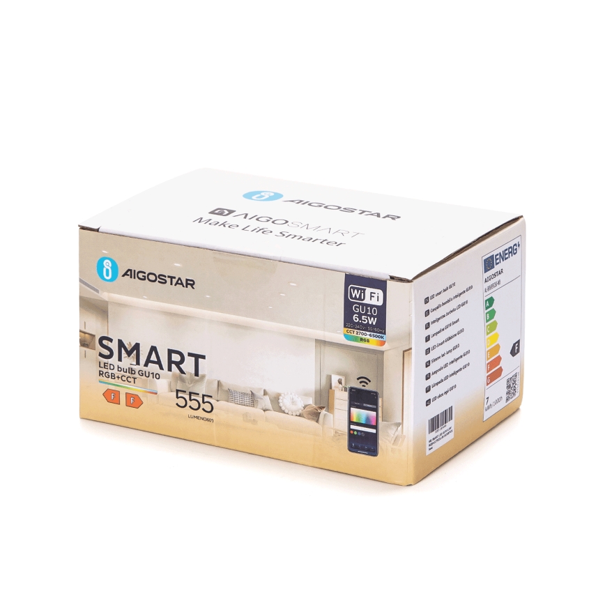 6 darabos szett LED RGBW dimmelhető izzó GU10/6,5W/230V 2700-6500K Wi-Fi - Aigostar