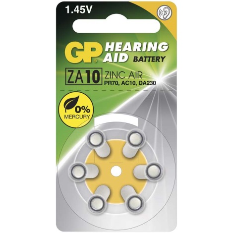 6 db elem hallókészülékbe ZA10 GP HEARING AID 1,45V/90 mAh