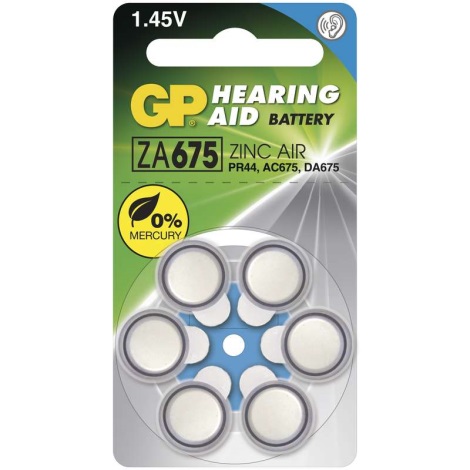 6 db elem hallókészülékbe ZA675 GP HEARING AID 1,45V/630 mAh