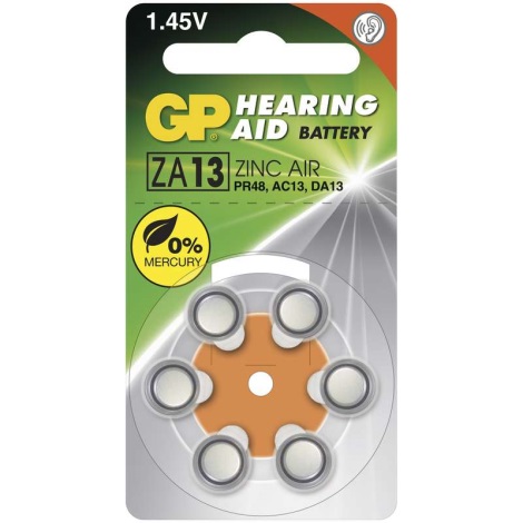 6 db elem hallókészülékekbe ZA13 GP HEARING AID 1,45V/290 mAh
