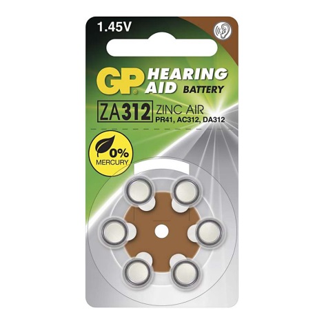6 db elem hallókészülékekbe ZA312 GP HEARING AID 1,45V/160 mAh