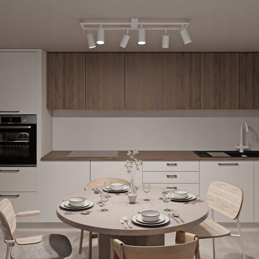 6 foglalatos GU10 spotlámpatest, max. 30 W/izzó, 230 V, fehér