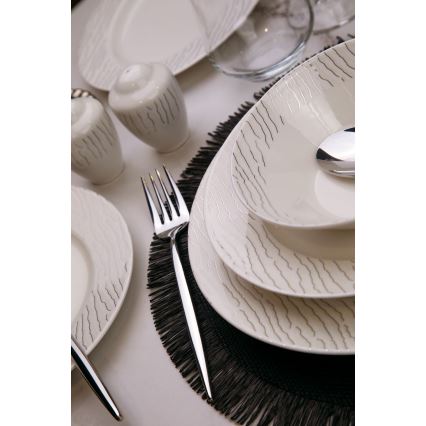 62 darabos étkészlet fehér/ezüst/porcelán