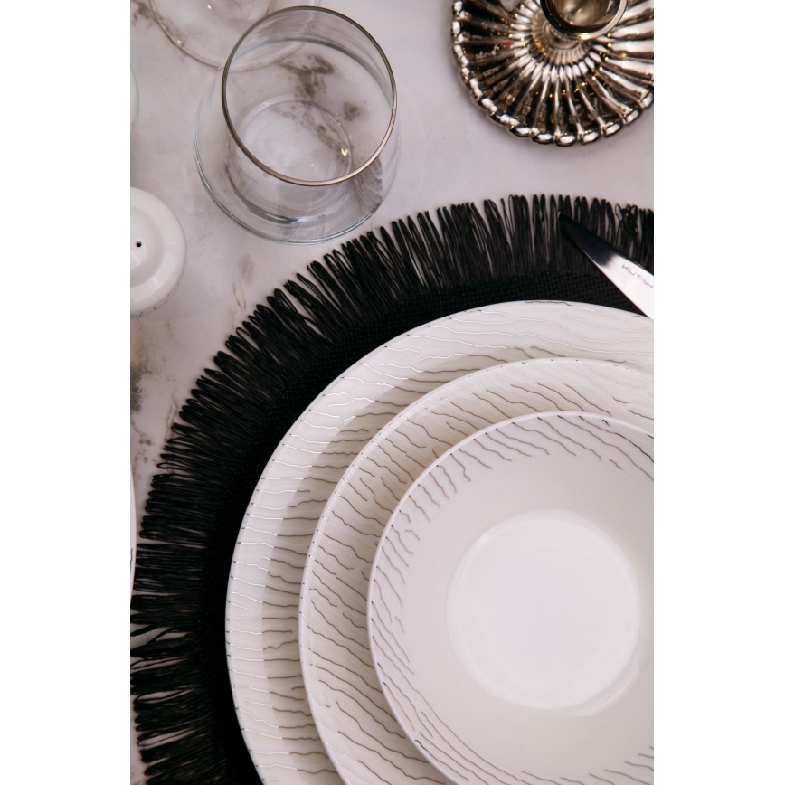62 darabos étkészlet fehér/ezüst/porcelán