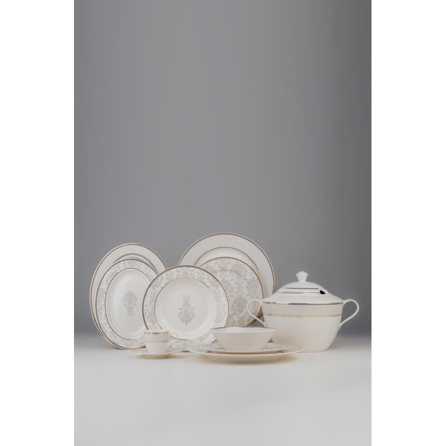68 darabos étkészlet élénk színű/csontporcelán