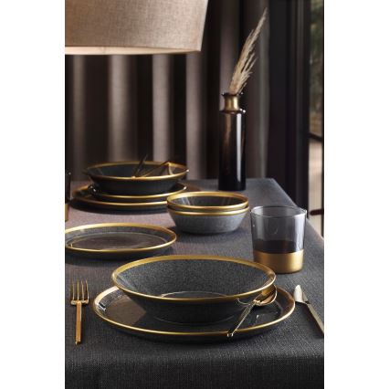 8 darabos étkészlet fekete/arany/porcelán