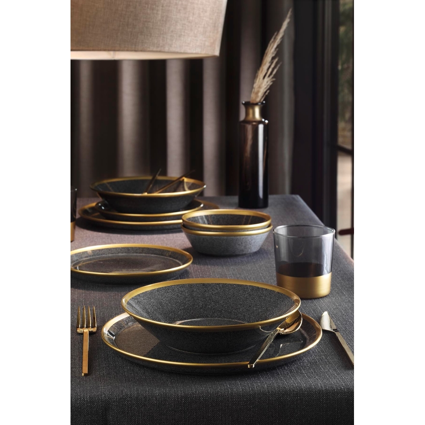 8 darabos étkészlet fekete/arany/porcelán
