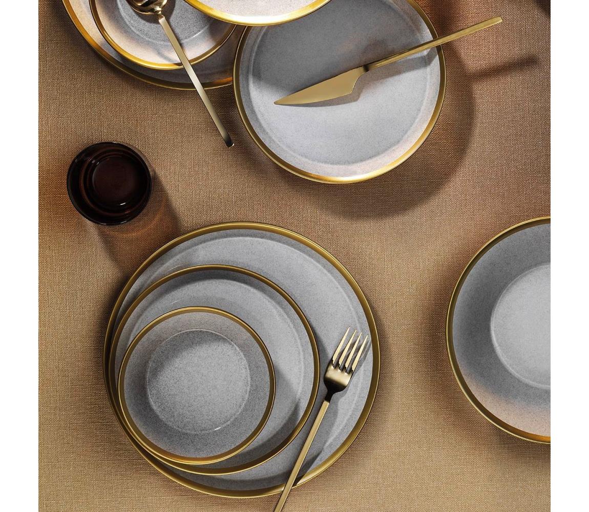 8 darabos étkészlet szürke/arany/porcelán 719KTP9736