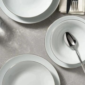 8 részes étkészlet, fehér/ezüst, porcelán