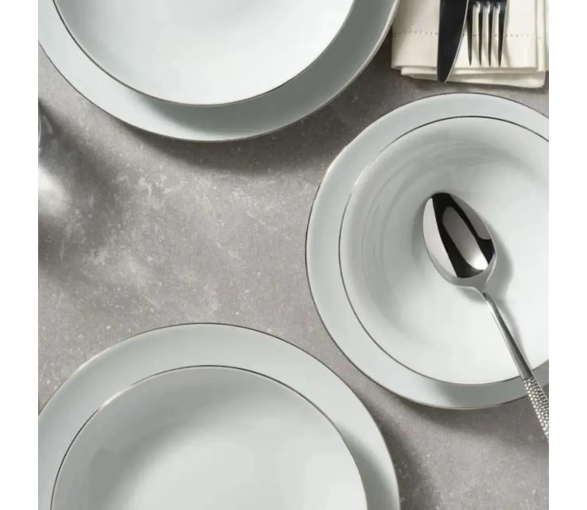 8 részes étkészlet, fehér/ezüst, porcelán 973BRS3152