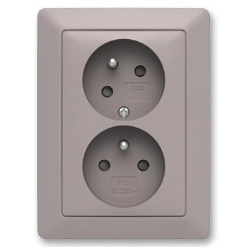 ABB 5513T-C02157 144 - Dupla keretes háztartási dugalj ZONI 250V bézsszürke