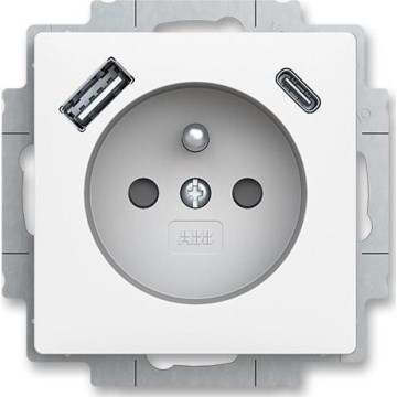 ABB 5569T-A32357 240 -Keret nélküli lakossági fali aljzat ZONI 250V 1xUSB A+C matt fehér