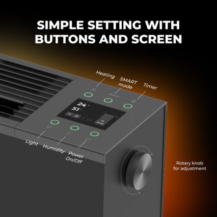 AENO - Okos elektromos hősugárzó/konvektor 1000/2000W fekete