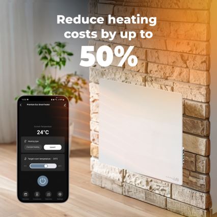 AENO - Okos elektromos infrapanel 500W időzítővel/termosztáttal Wi-Fi fehér