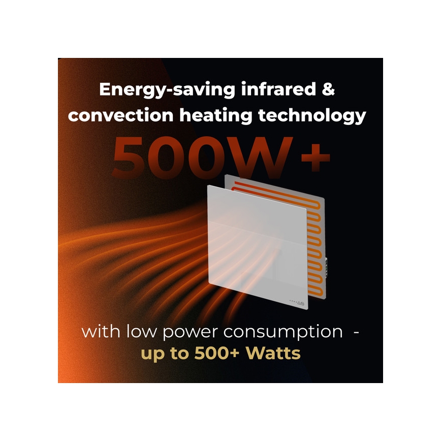 AENO - Okos elektromos infrapanel 500W időzítővel/termosztáttal Wi-Fi fehér