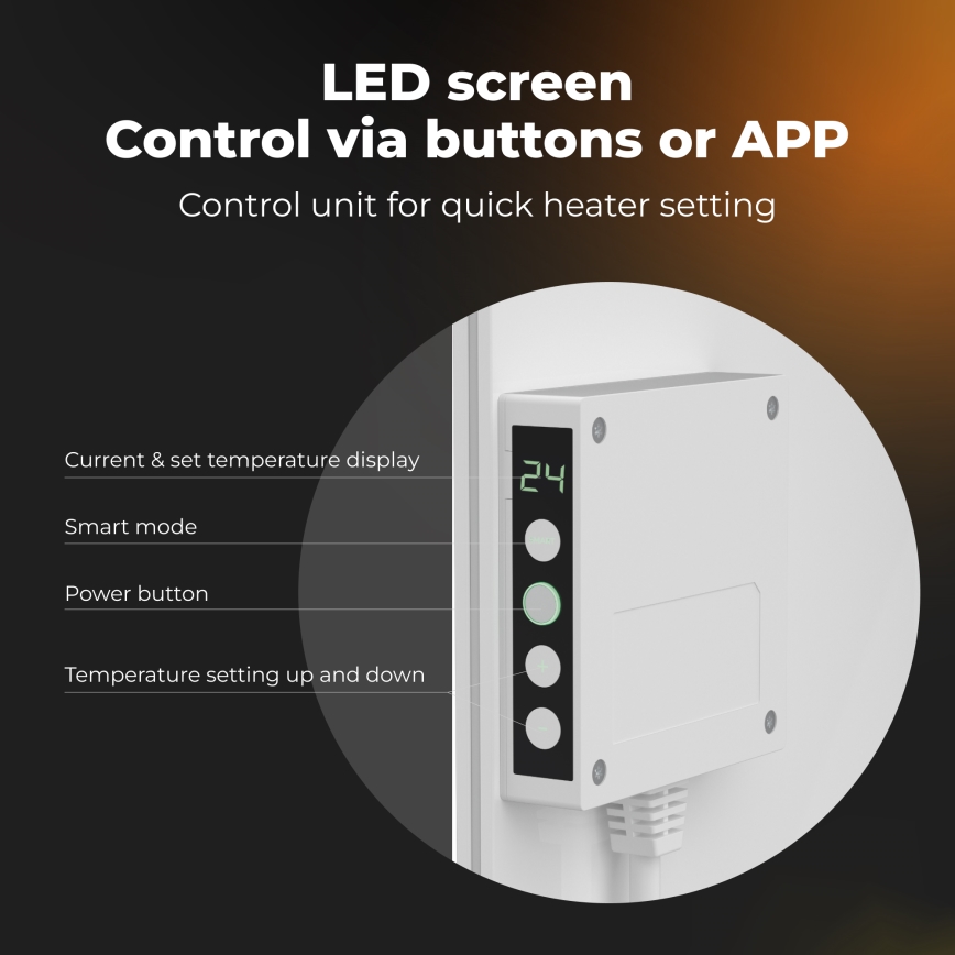 AENO - Okos elektromos infrapanel 500W időzítővel/termosztáttal Wi-Fi fehér