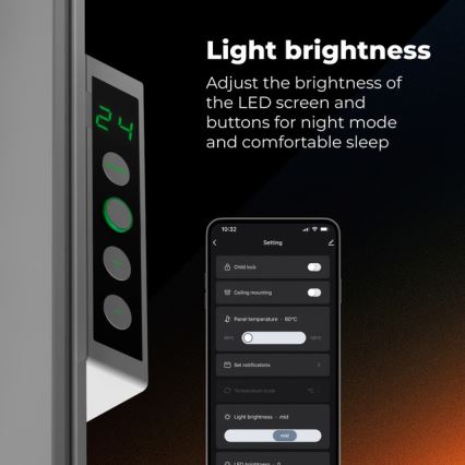 AENO - Okos elektromos infrapanel 500W időzítővel/termosztáttal Wi-Fi fehér