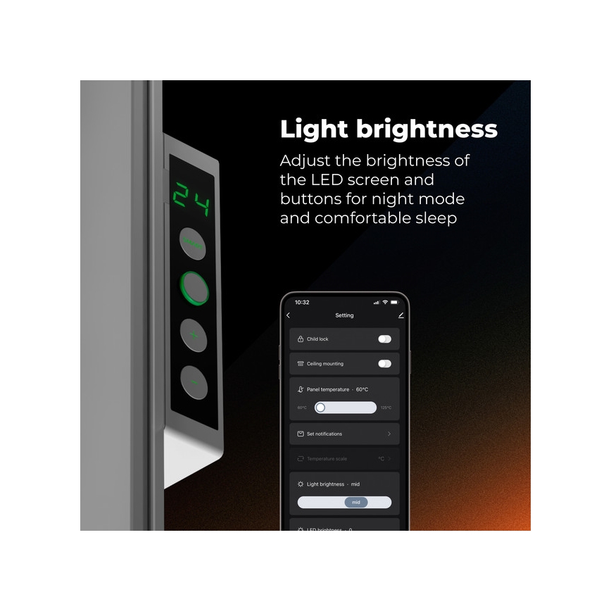 AENO - Okos elektromos infrapanel 500W időzítővel/termosztáttal Wi-Fi fehér
