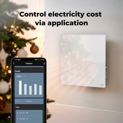 AENO - Okos elektromos infrapanel 500W időzítővel/termosztáttal Wi-Fi fehér