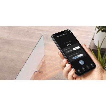 AENO - Okos elektromos infrapanel LED kijelzővel 700W időzítő/termosztát IP44 Wi-fi fehér