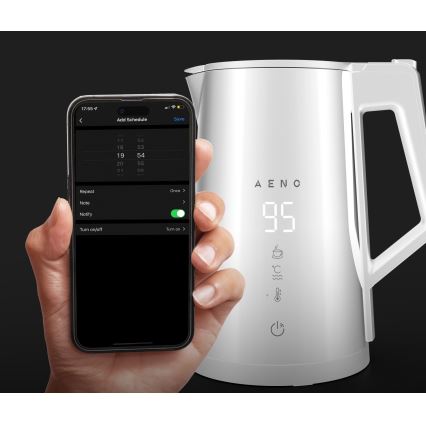 AENO - Okos vízforraló LED kijelzővel, 1,7 l, 2200W/230V, fehér