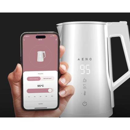 AENO - Okos vízforraló LED kijelzővel, 1,7 l, 2200W/230V, fehér