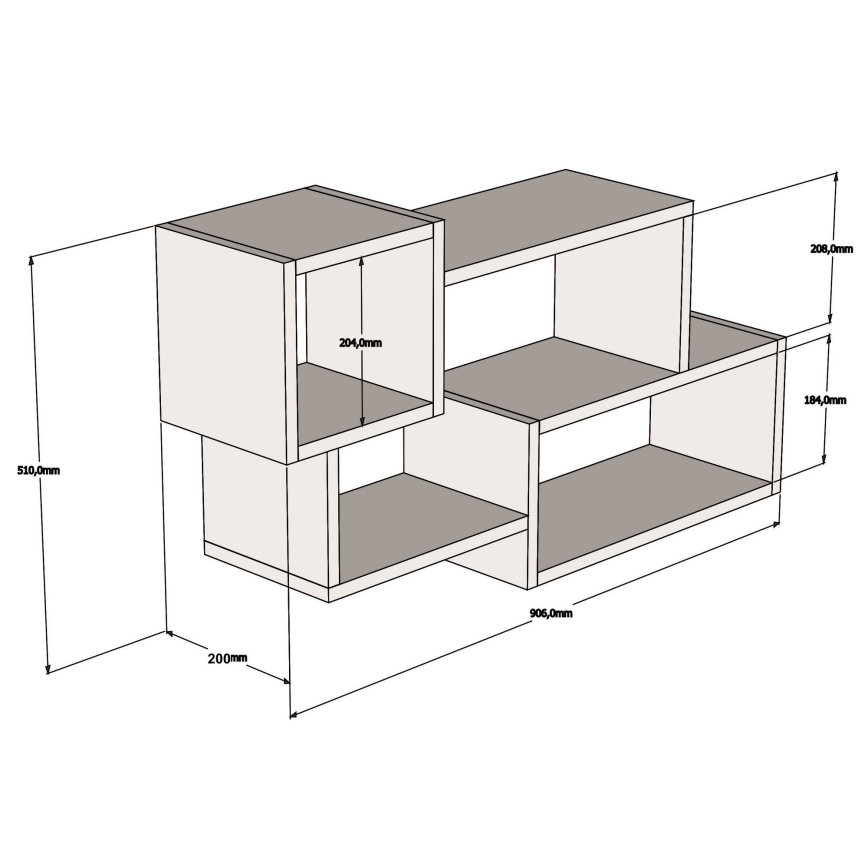 Fali polc AFRO 51x90,6 cm fehér/barna