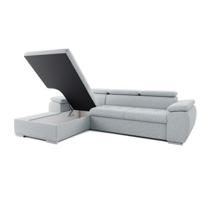 Ággyá nyitható L-alakú sarok ülőgarnitúra tárolóval PADUA szürke balos