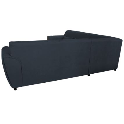 Kihúzható jobb oldali L alakú sarokülőgarnitúra tárolóval VISEU antracit/fekete