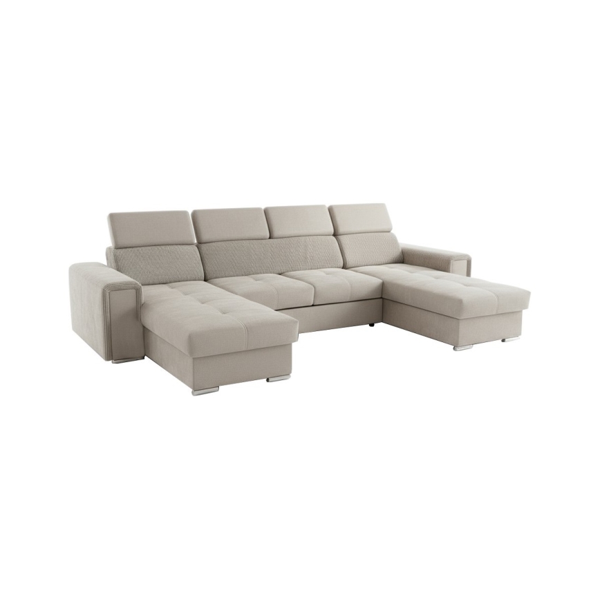 Ágyazható ülőgarnitúra univerzális U-alakú sarokkal és tárolóhellyel SALVADA bézs