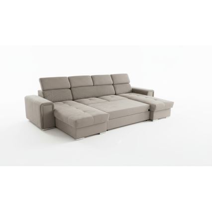 Ágyazható ülőgarnitúra univerzális U-alakú sarokkal és tárolóhellyel SALVADA bézs