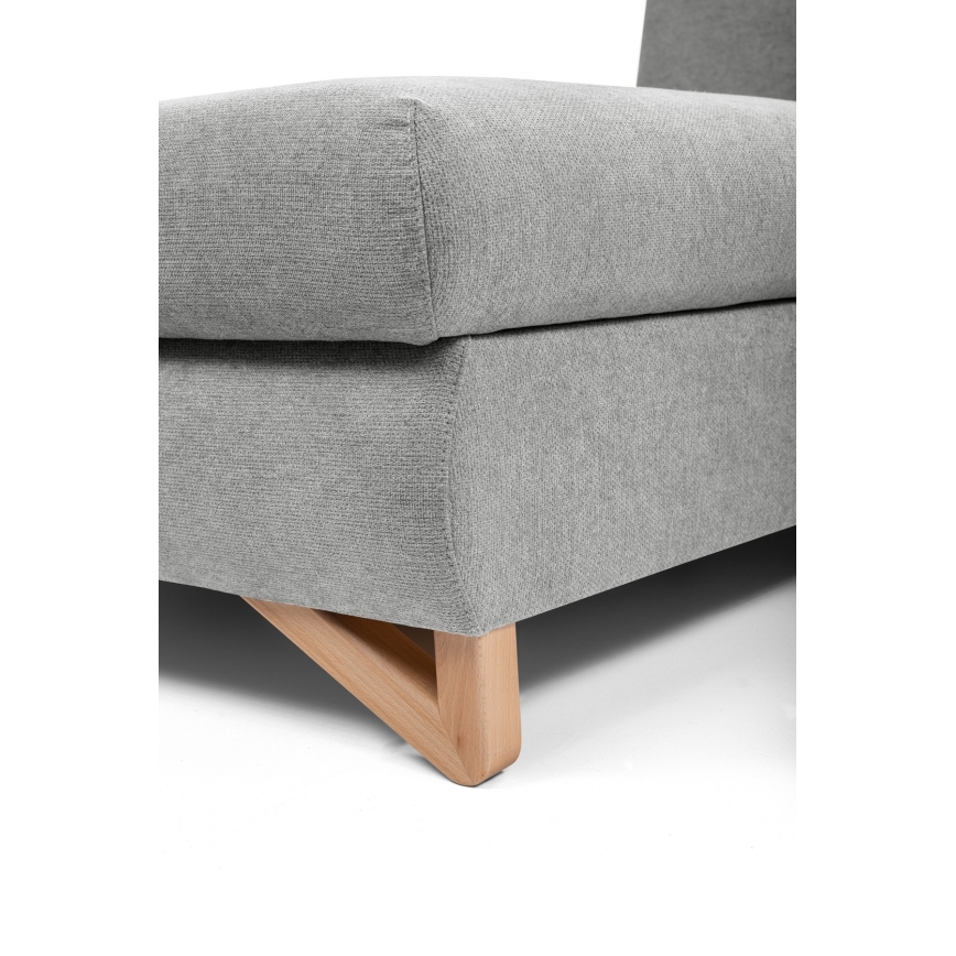 AVESTA L-alakú, baloldali, szürke, kárpitozott, kihúzható sarokülőgarnitúra tárolóval