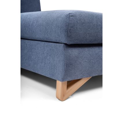 AVESTA L-alakú, jobbos, ágyazható kárpitozott sarokülőgarnitúra tárolóval, kék