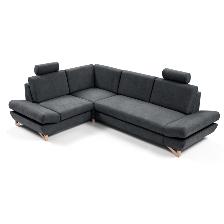 AVESTA L-alakú, kihúzható kárpitozott sarokülőgarnitúra tárolóhellyel, balos, antracit