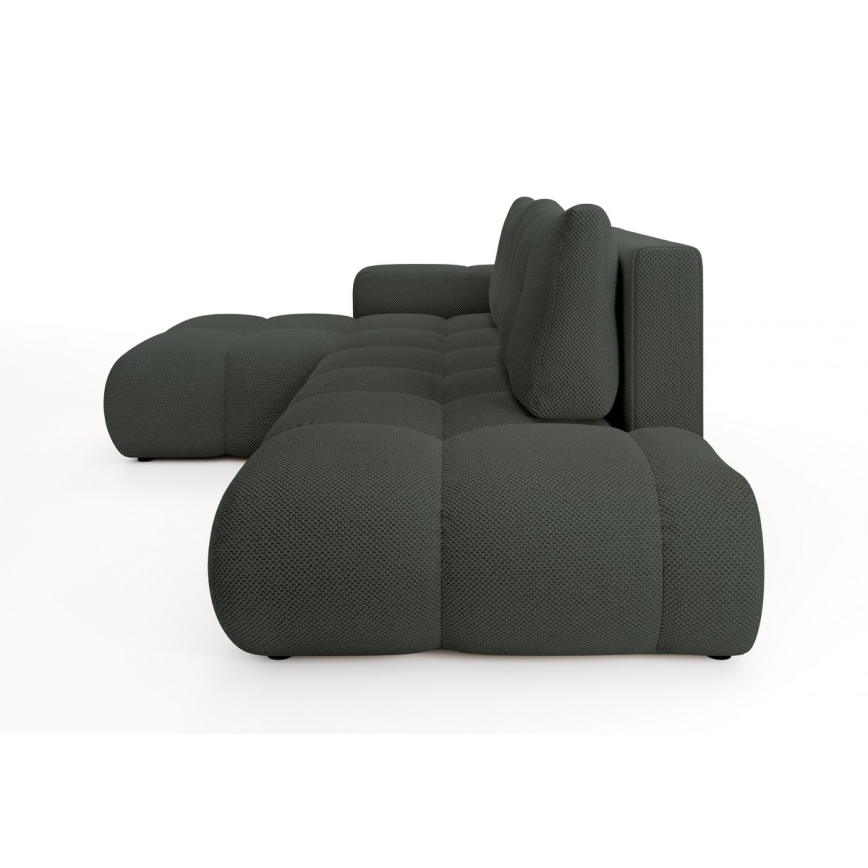 Kihúzható, balos L-alakú kárpitozott sarokülőgarnitúra ALMADA tárolóhellyel, antracitszürke