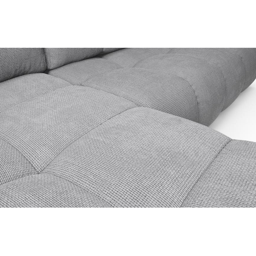 ALMADA balos L-alakú, kárpitozott, kihúzható sarokülőgarnitúra tárolóval, szürke