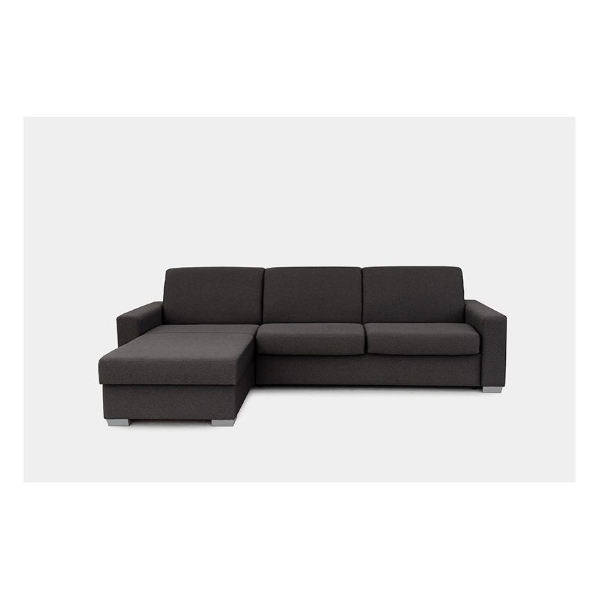 Ágyazható sarokkanapé mindennapi alváshoz, tárolóhellyel, balos kivitel, LEKA, barna