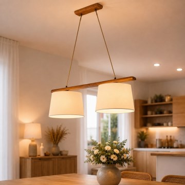 AIDA függőlámpa kábelen, 2xE27/15W/230V, átm. 35 cm, tölgy/krémszínű