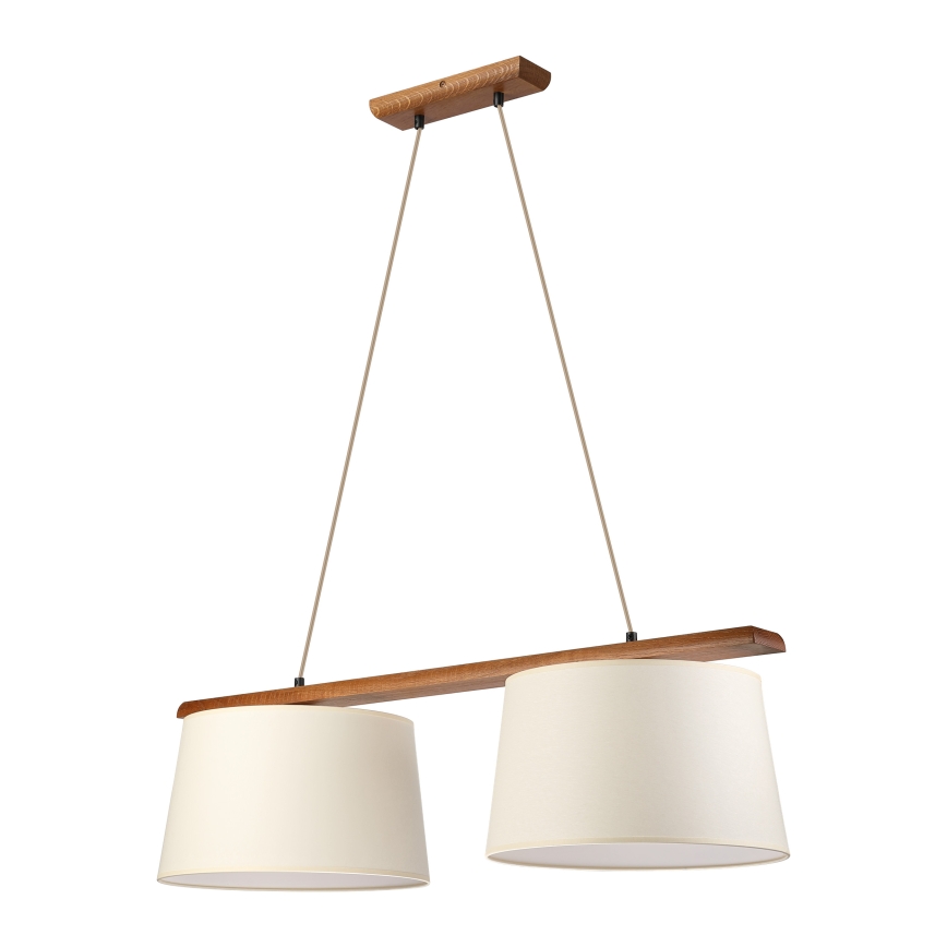 AIDA függőlámpa kábelen, 2xE27/15W/230V, átm. 35 cm, tölgy/krémszínű