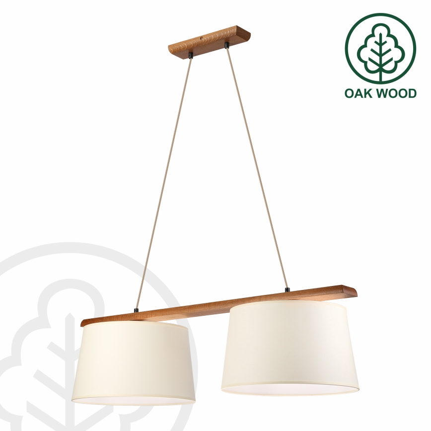 AIDA függőlámpa kábelen, 2xE27/15W/230V, átm. 35 cm, tölgy/krémszínű