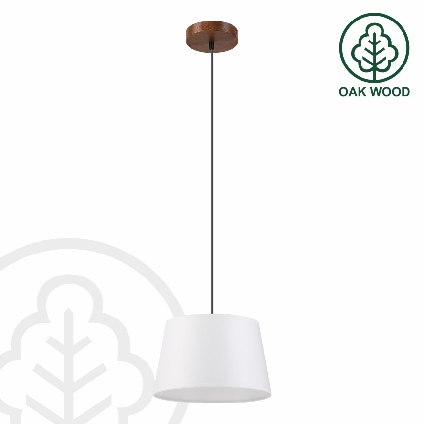 AIDA kábeles csillár 1x E27/60W/230V, átmérő 25 cm, tölgy/dió/fehér