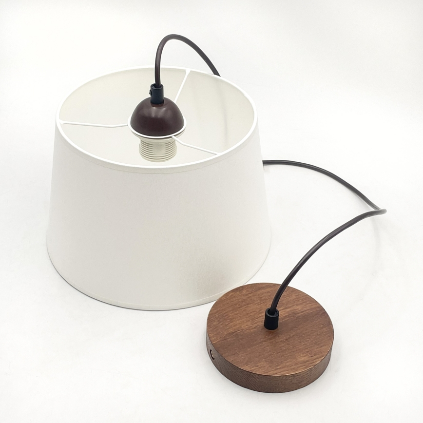 AIDA kábeles csillár 1x E27/60W/230V, átmérő 25 cm, tölgy/dió/fehér