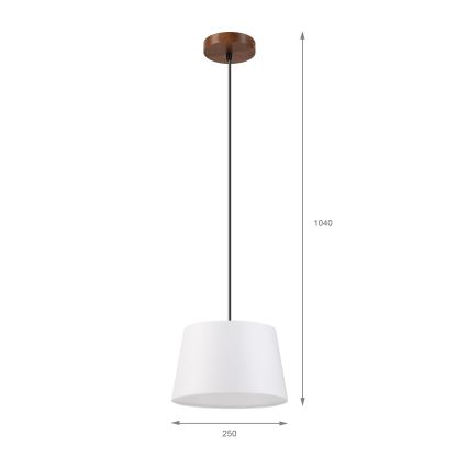AIDA kábeles csillár 1x E27/60W/230V, átmérő 25 cm, tölgy/dió/fehér