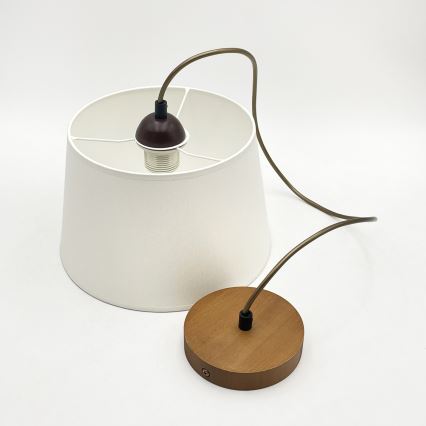 AIDA kábeles csillár 1xE27/60W/230V átm. 25 cm tölgy/barna/fehér