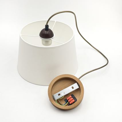 AIDA kábeles csillár 1xE27/60W/230V átm. 25 cm tölgy/barna/fehér