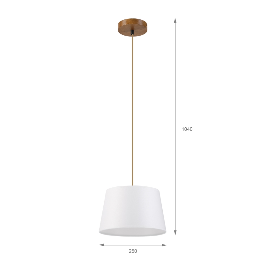 AIDA kábeles csillár 1xE27/60W/230V átm. 25 cm tölgy/barna/fehér