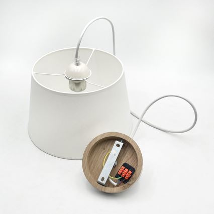 AIDA kábeles csillár 1xE27/60W/230V átm. 25 cm tölgy/fehér