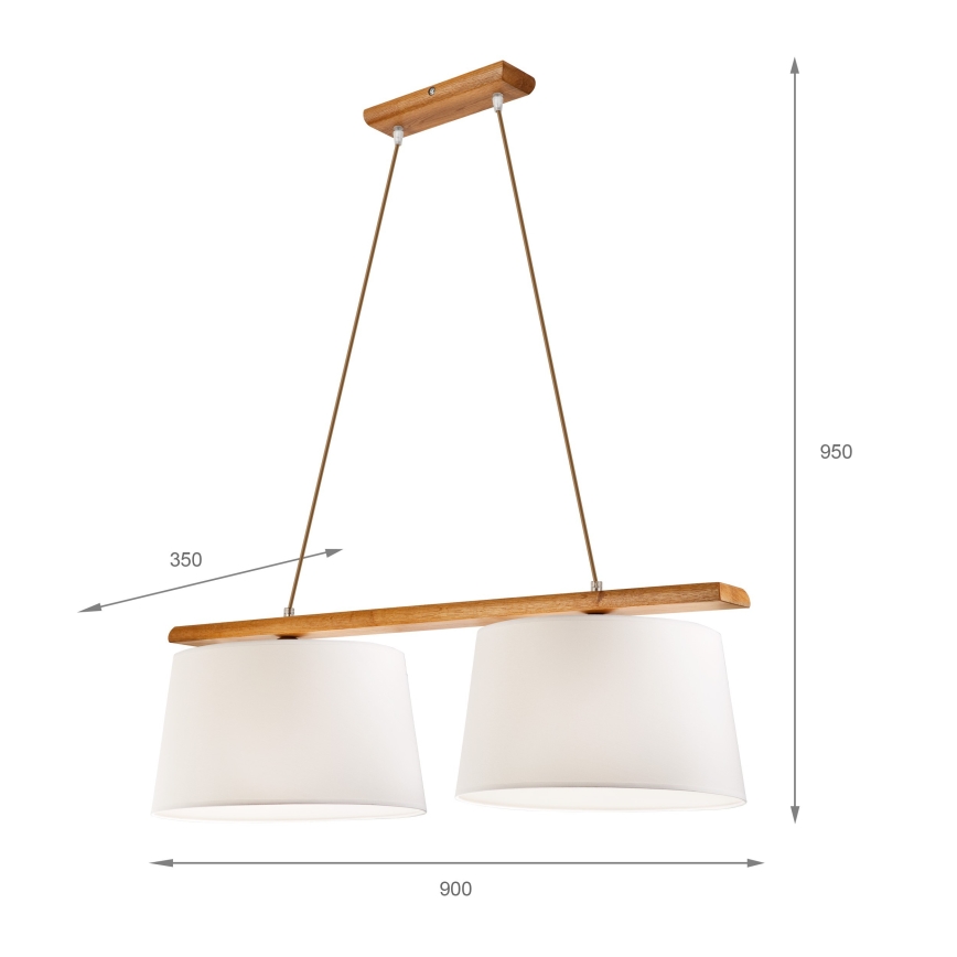 AIDA kábeles csillár, 2xE27/60W/230V, Ø 35 cm, tölgy